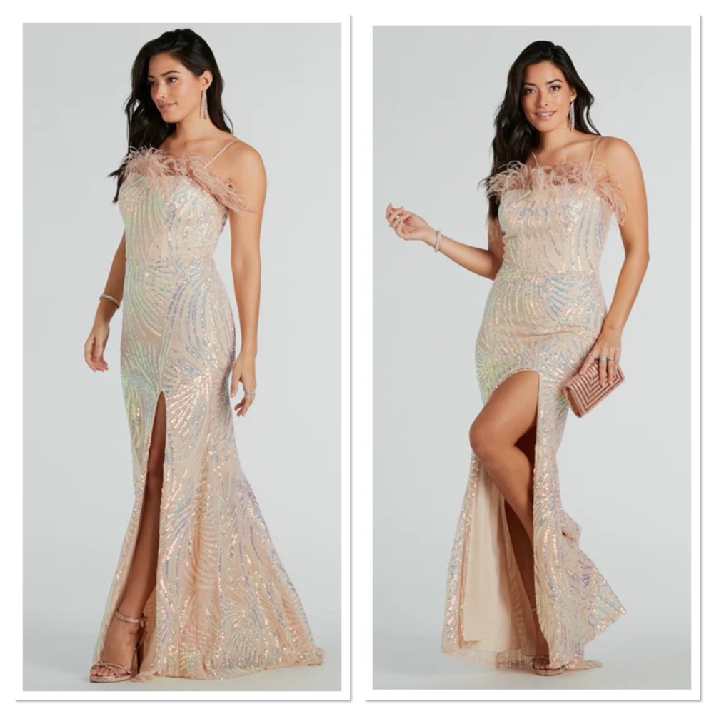 Windsor Elegant Sequin Evening Gown - Blush, NWT, Size XS